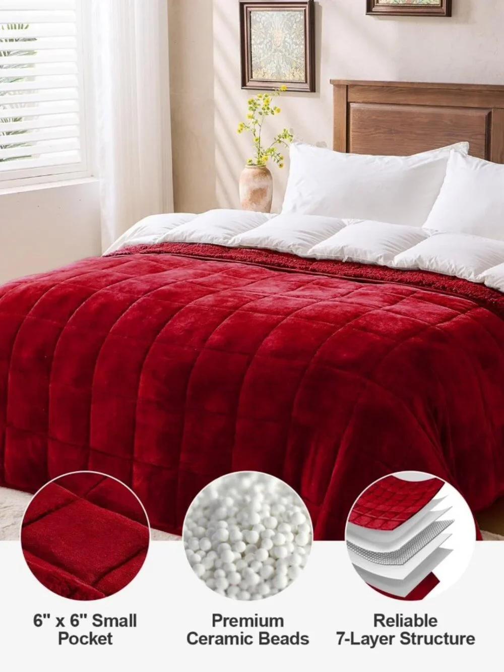 Cozy Ultra Soft 15lbs Sherpa Weighted Blanket, 60